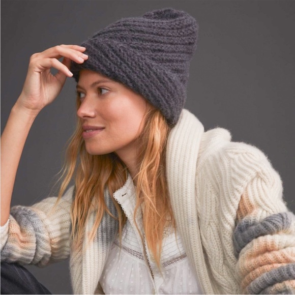 Anthropologie Cashmere Hat - Cashmere Collection Beanie Hat, Gray - Picture 1 of 7